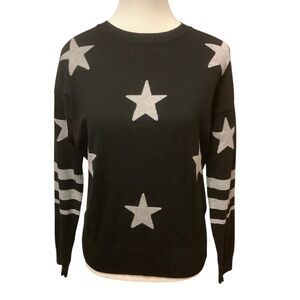 WORKSHOP REPUBLIC BLACK & GRAY LONG SLEEVE STARS & STRIPE SWEATER/ Size S
